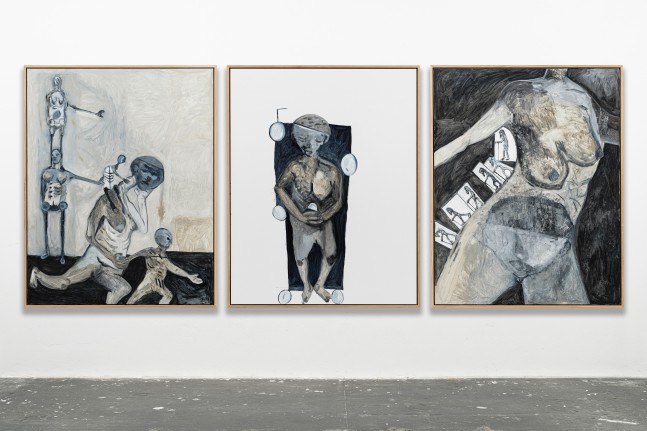 A Projection (Triptych)

2023

Oil on canvas; 3 parts

Frame, each 196 x 156 x 6 cm / 77 1/8 x 61 3/8 x 2 3/8 in

&amp;copy; Tobias Pils