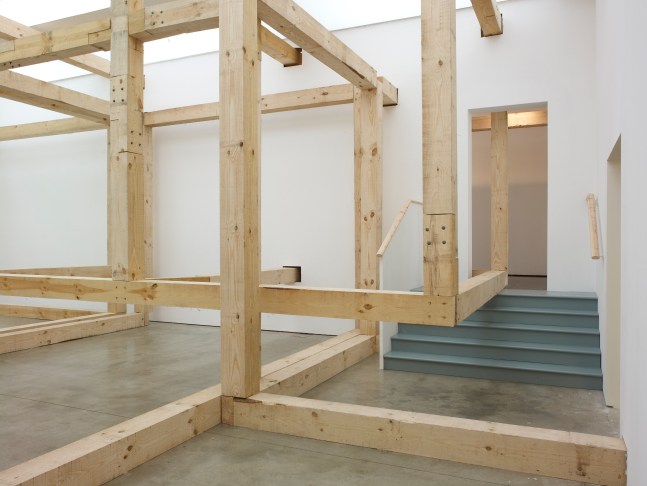 Installation view of sculpture by Oscar Tuazon