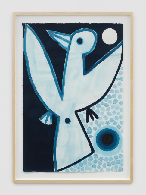 blue drawing of birds by Austin Eddy