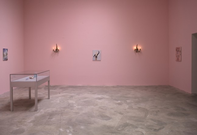 Installation view of works by Karen Kilimnik