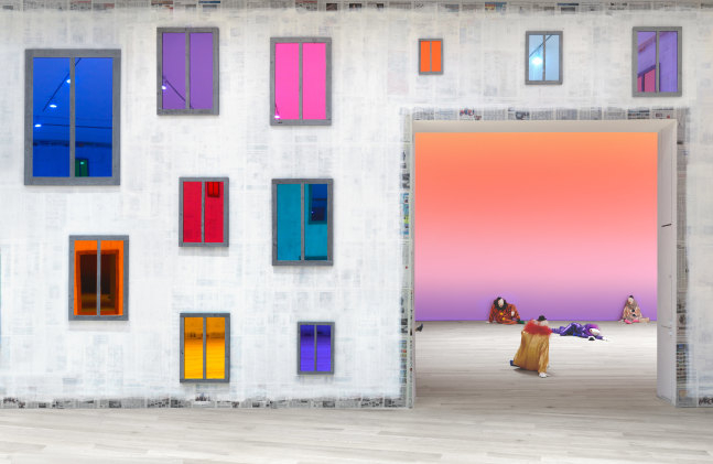 Installation view of sculptures by Ugo Rondinone