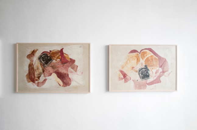 Installation view of paintings by Tschabalala Self