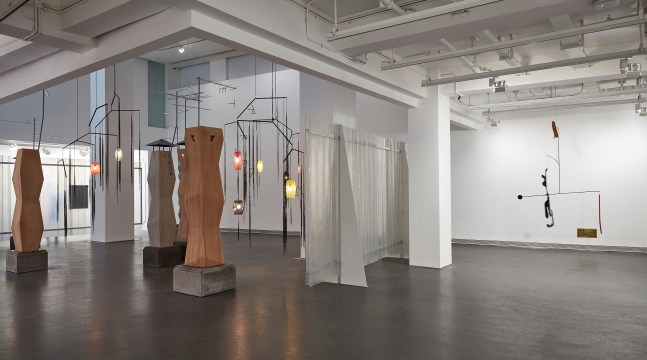 Installation view of sculptures by Martin Boyce