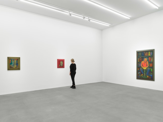 Installation view of paintings by Steven Shearer