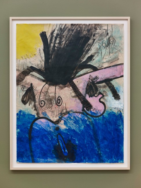 Installation view of drawing by Carroll Dunham
