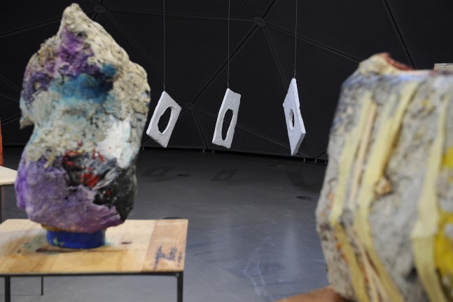 Installation view of works by Franz West