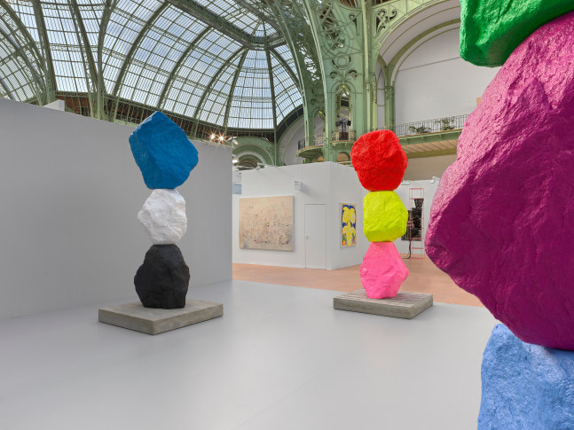 Installation view, Ugo Rondinone, mountains, Galerie Eva Presenhuber, Art Basel Paris, Grand Palais, Paris, 2025
