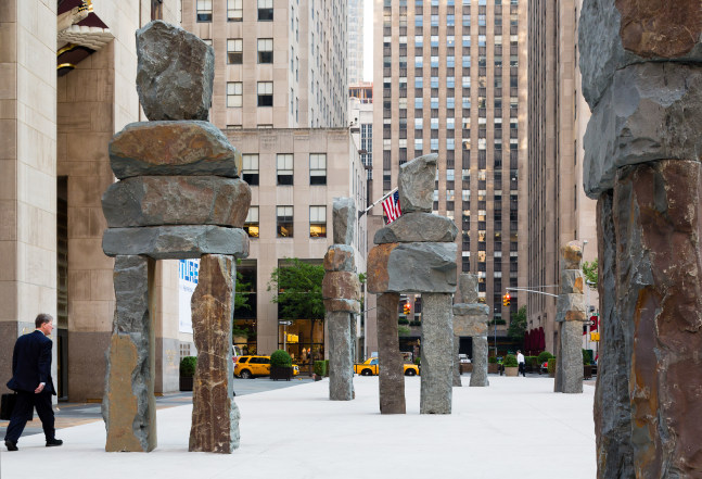 Installation view of sculptures by Ugo Rondinone