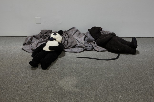 Installation view of sculpture by Peter Fischli and David Weiss