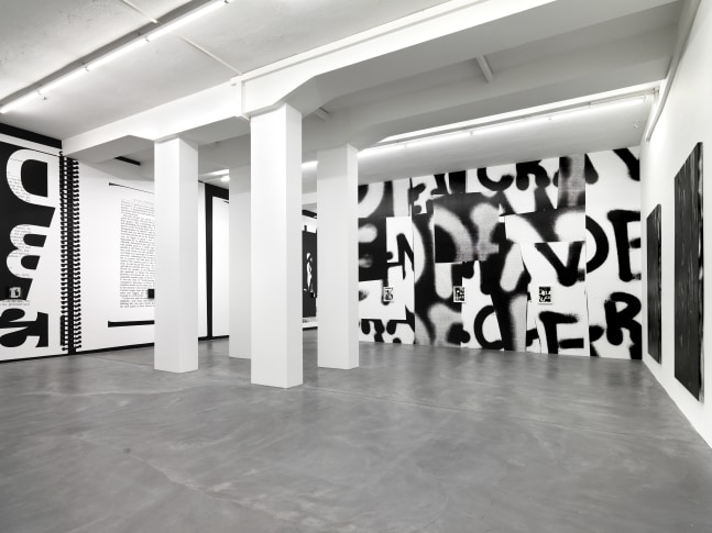 Installation view of Adam Pendleton wall-based works
