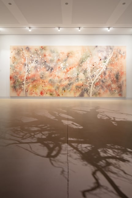 Installation view of painting by Sam Falls