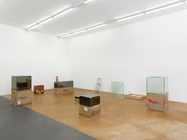 Installation view of sculptures by Walead Beshty