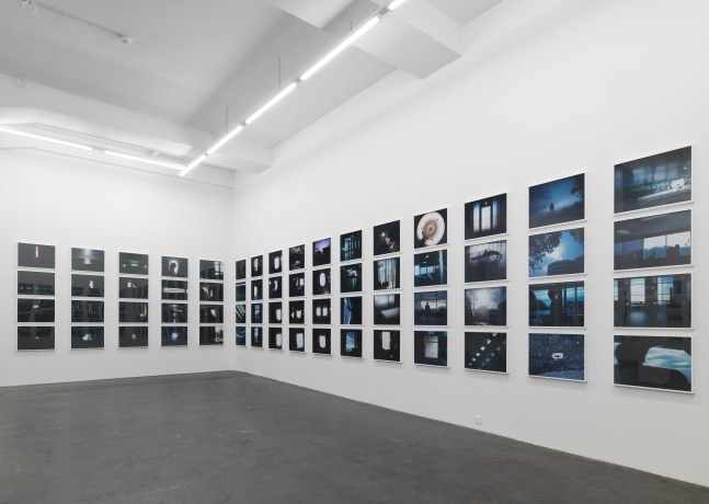 Installation view of Doug Aitken sculpture and photography exhibition