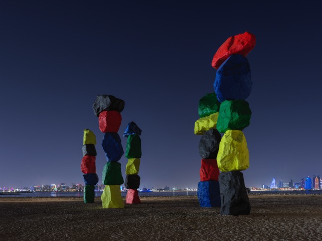 Installation view, Ugo Rondinone, Doha Mountains, Qatar Museum, Doha, Qatar, 2022