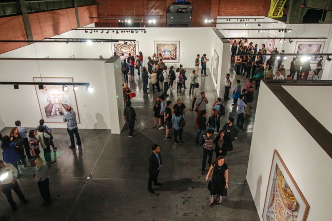 Installation view of photographs by Candida Höfer