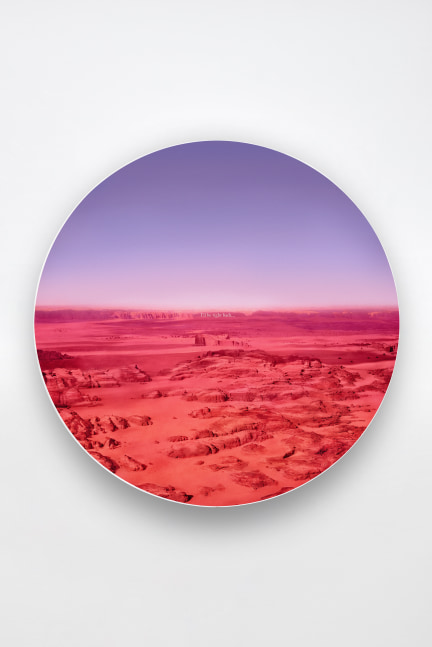 Ciruclar lightbox sculpture by Doug Aitken, I'll be right back...: Aperture series 2019 Chromogenic transparency on acrylic in aluminum lightbox with LEDs ø 117 x 19 cm / ø 46 x 7 1/2 in