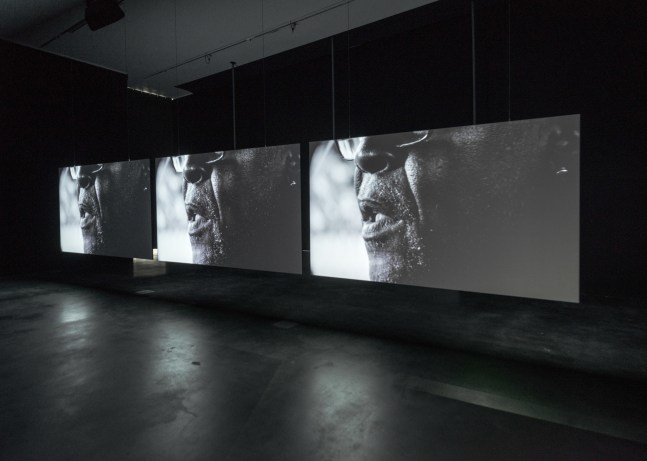 Installation view of paintings by Adam Pendleton