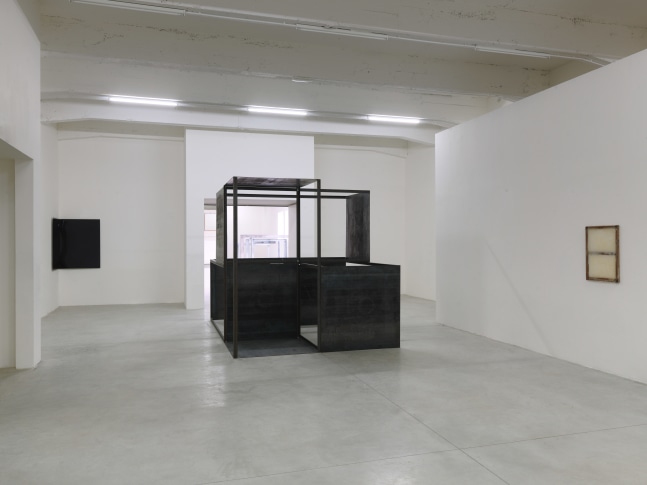 Installation view of sculptures by Oscar Tuazon