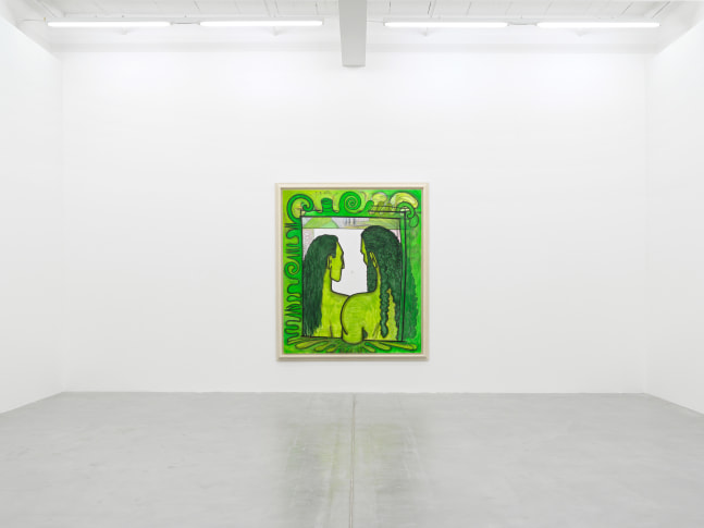 Installation view of painting by Carroll Dunham