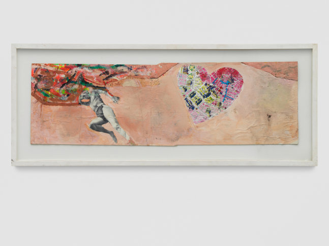 Tarzan auf einem gro&amp;szlig;en roten Roller

1983

Collage, gouache on cardboard

Image 28 x 93 cm / 11 x 36 5/8 in

Frame 42.5 x 107 cm / 16 3/4 x 42 1/8 in

&amp;copy; Archiv Franz West &amp;copy; Estate Franz West