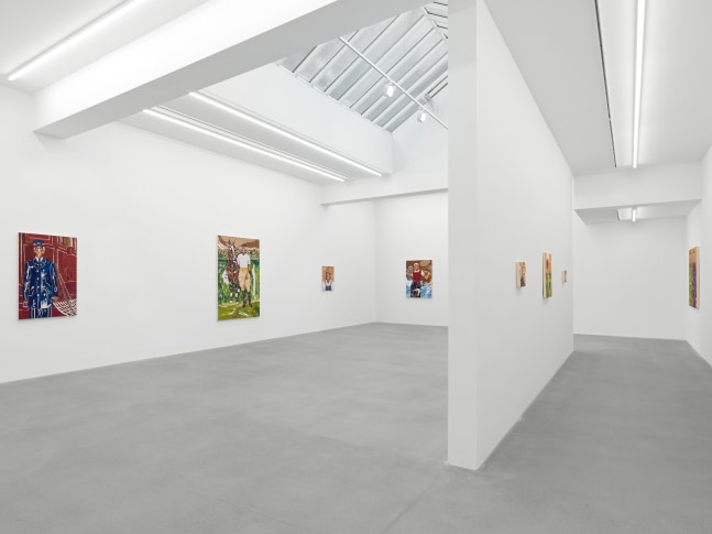 Installation view of paintings by Chase Hall