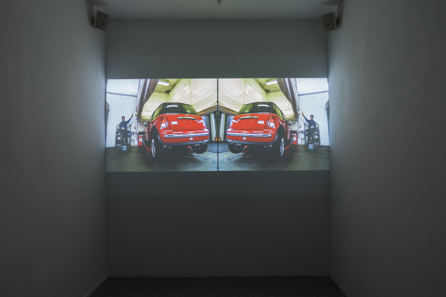 Installation view of sculptures by Liam Gillick