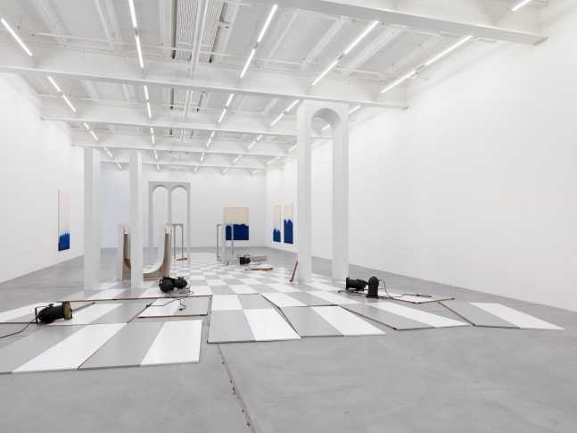Installation view of paintings and sculptures by Latifa Echakhch