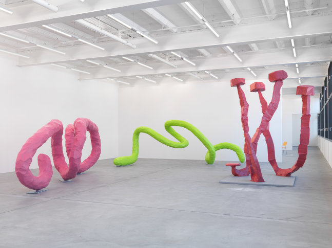 Installation view of Franz West sculptures and furniture works exhibition