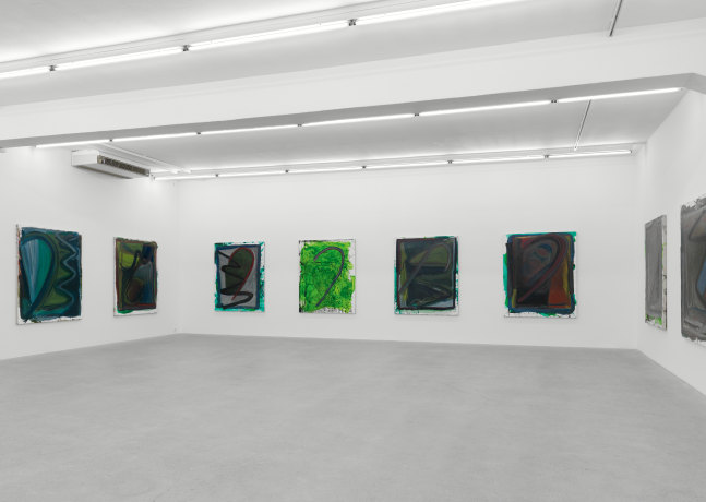 Installation view of Josh Smith paintings exhibition