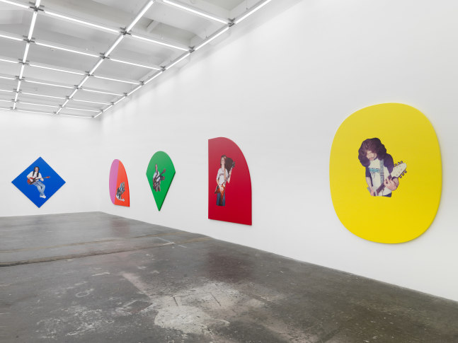 Installation view of Steven Shearer printed works and sculpture exhibition