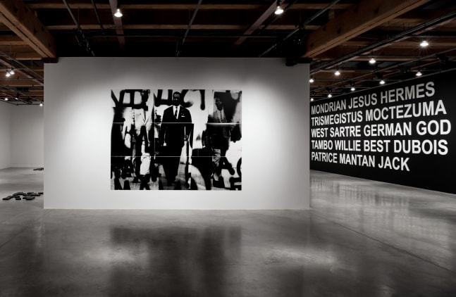 Installation view of paintings by Adam Pendleton