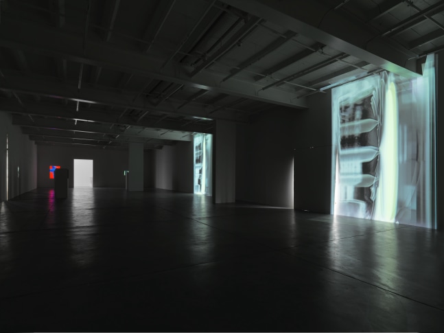 Installation view of Trisha Donnelly light and film installations