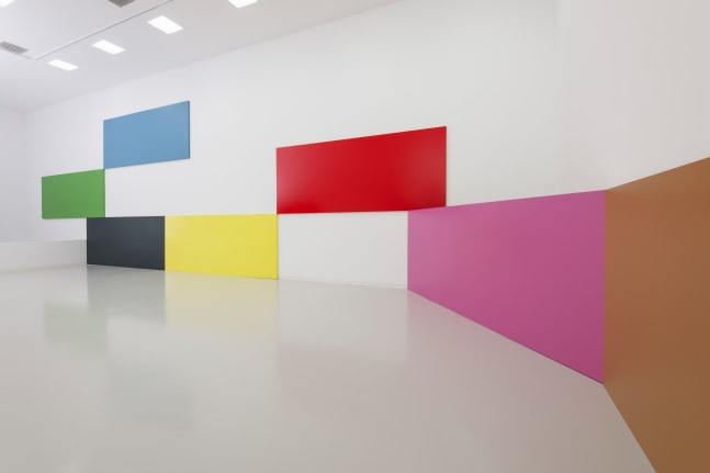 Installation view of wall works by Gerwald Rockenschaub