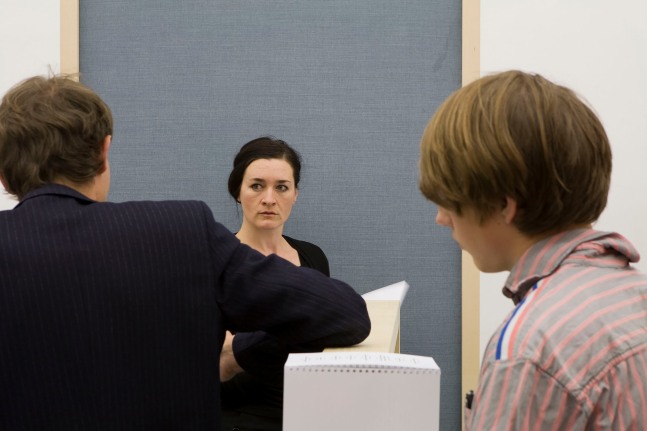 Installation view of sculptures by Liam Gillick
