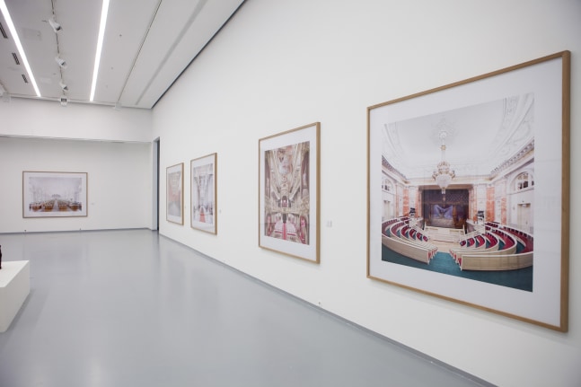 Installation view of photographs by Candida Höfer