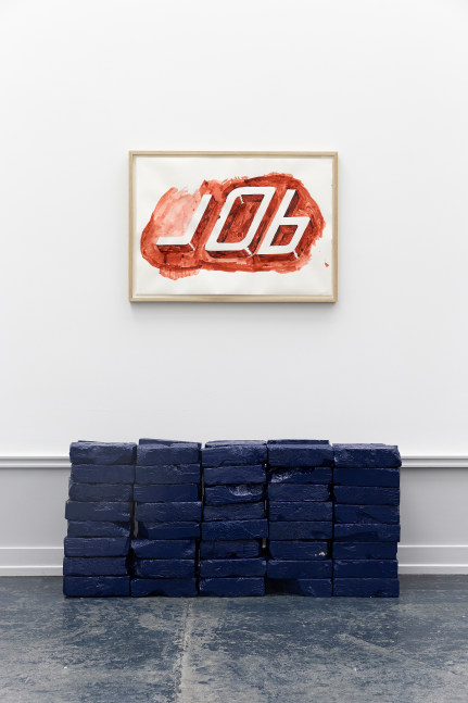 Installation view of sculptures by Matias Faldbakken