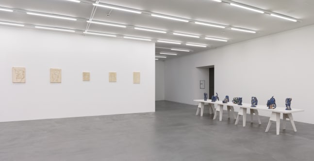 Installation view of Andrew Lord sculptures and reliefs exhibition