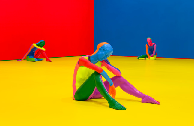 Installation view, Ugo Rondinone, the rainbow body, Aspen Art Museum, Aspen, 2024