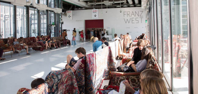 Installation view of works by Franz West