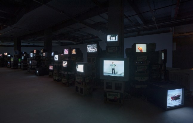 Installation view of video work by Douglas Gordon
