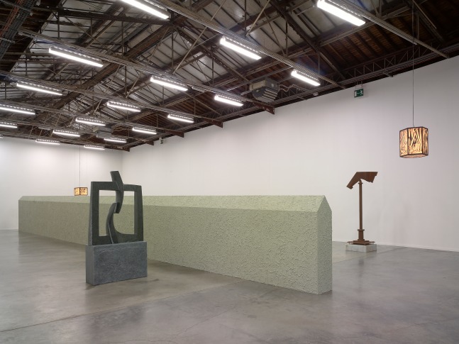 Installation view of sculptures by Valentin Carron