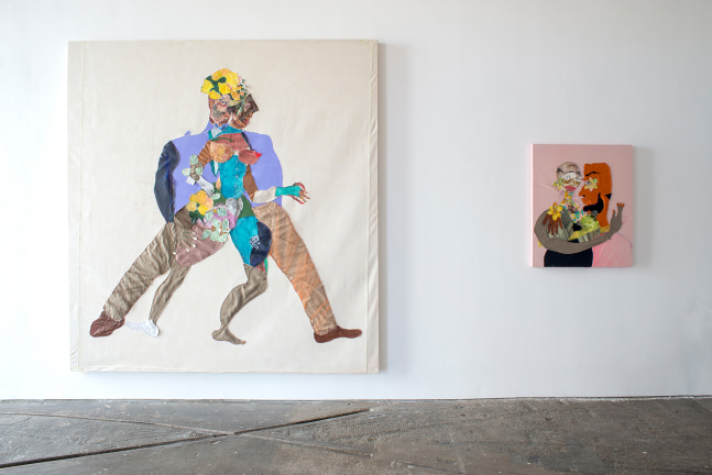 Installation view of paintings by Tschabalala Self