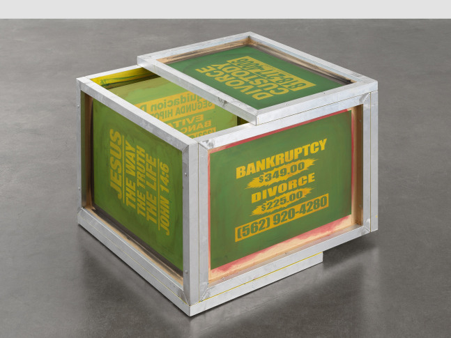 WALEAD BESHTY

[BANKRUPTCY $349.00 DIVORCE $225.00 (562) 920-4280; JESUS THE WAY THE TRUTH THE LIFE JOHN 14:6; CAR ACCIDENT ACCIDENTE DE AUTOMOVIL 877-317-4646 FREE LEGAL CONSULTATION; Liquidacion De SEGUNDA HIPOTECA EVITA LA BANCARROTA (323) 206 -3939; DIVORCE CUSTODY 818-277-4006; I BUY HOUSES &amp;amp; UNITS FAST CASH ANY PRICE -ANY AREA - ANY CONDITION 310-490-6633]

2020

Silkscreen, aluminum, vinyl screen ink, tape

86.5 x 66 x 78.5 cm / 34 x 26 x 31 in

BESHT48002

&amp;nbsp;