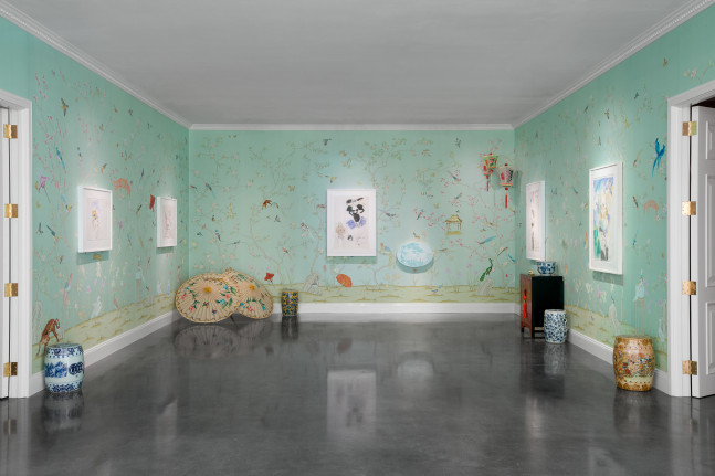 Installation view of works by Karen Kilimnik
