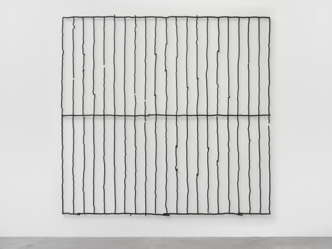 Valentin Carron Inharmonic 2014 Stainless steel, patina effect varnish, gold-plated iron spacer 254.5 x 266.5 x 5 cm / 100 1/4 x 104 7/8 x 2 in