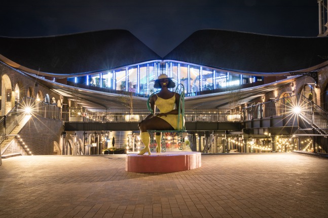 Installation view of sculpture by Tschabalala Self