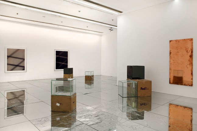 Installation view of works by Walead Beshty