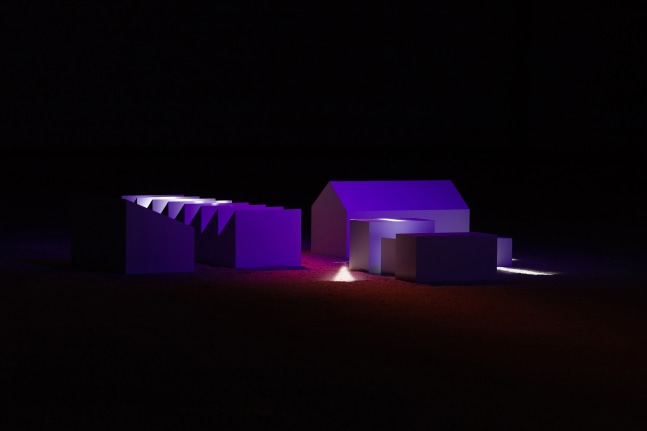 Installation view of sculptures by Liam Gillick