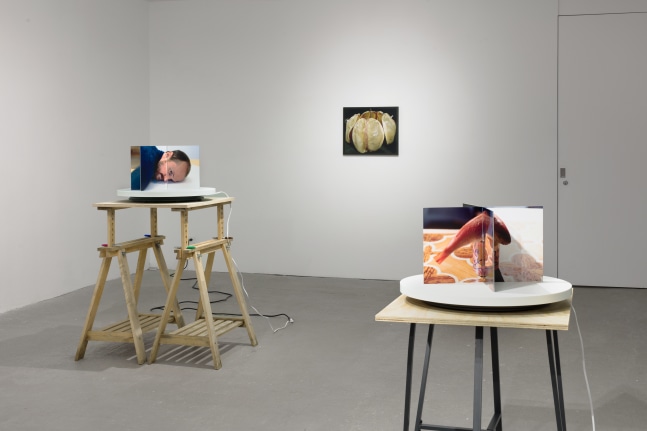 Installation view of Lucas Blalock photography and sculpture exhibition