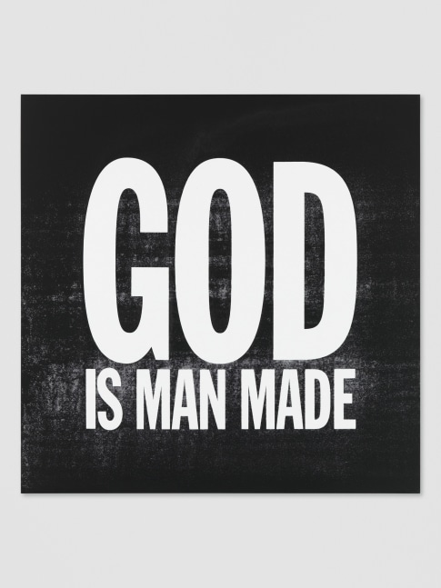 GOD IS MAN MADE

2015

Silkscreen on canvas

122 x 122 cm / 48 x 48 in

&amp;copy; Giorno Poetry Systems